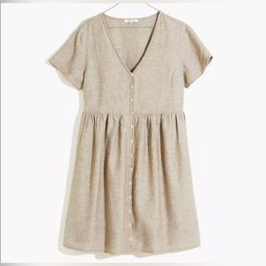 Madewell Linen Blend Alexandra Button Front Mini Dress Size XL